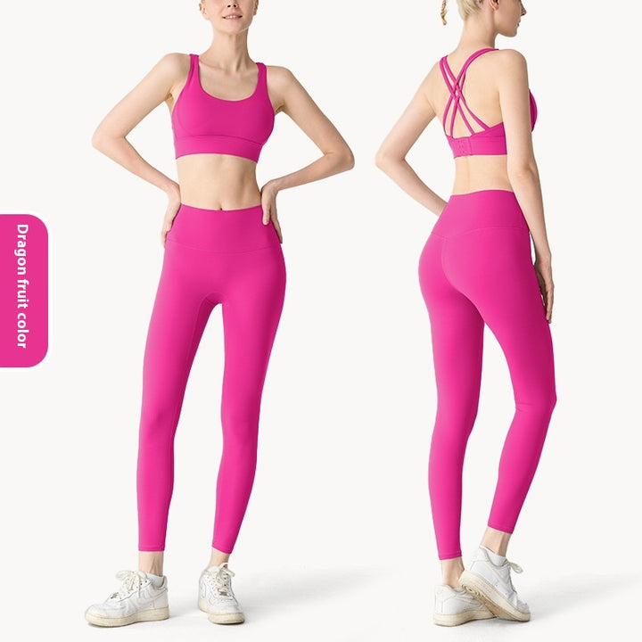 Cross Beauty Back Exercise Bra Peach Hip High Waist Yoga Clothes For Women - Trendex