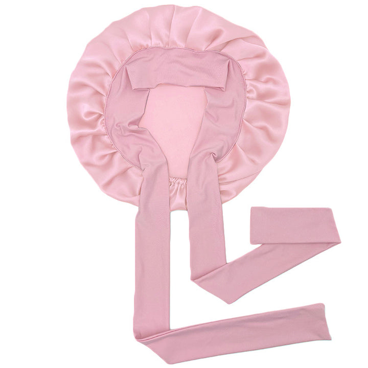 Simple Wide Ribbon Adjustable Silk Nightcap - Trendex