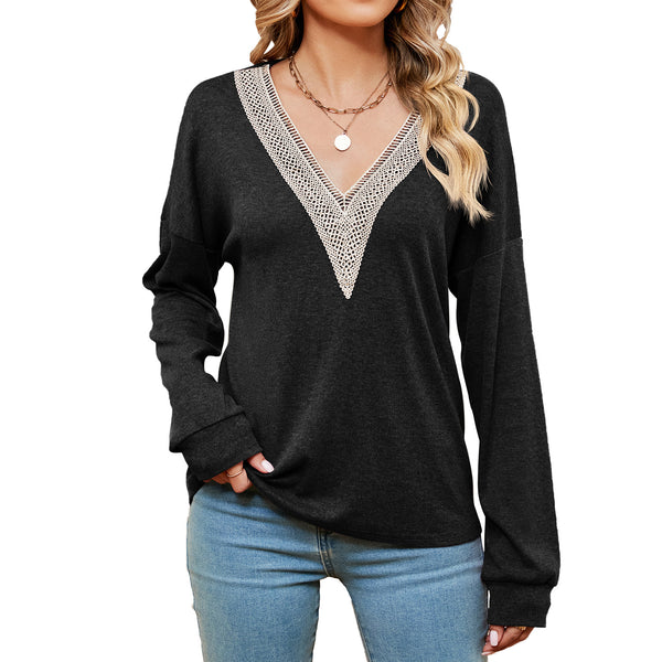 Women's Fashion Color Contrast Loose-fitting T-shirt Top - Trendex