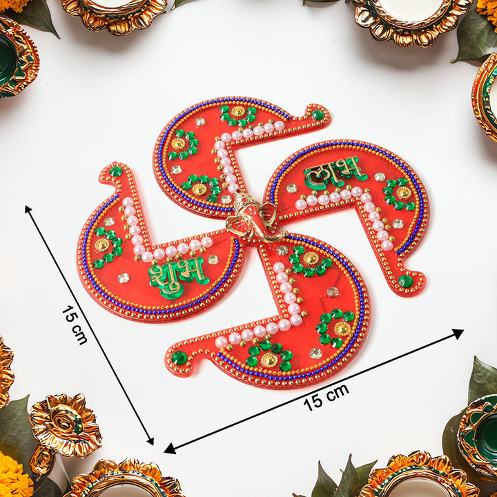 Acrylic Swastik Shubh Labh Wall Hanging  (1 Pc) - Trendex