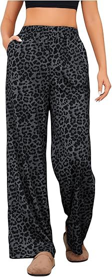 Women's Leopard Print Elastic High Waist Trousers - Trendex