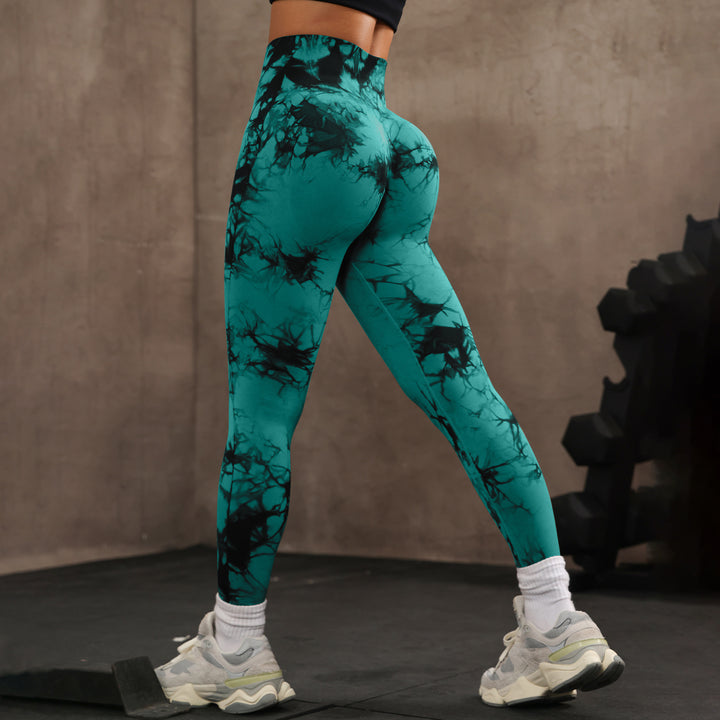 High Waist Tight Yoga Pants Tie-dye Breathable Workout Pants - Trendex