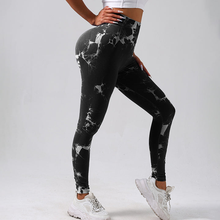 High Waist Tight Yoga Pants Tie-dye Breathable Workout Pants - Trendex