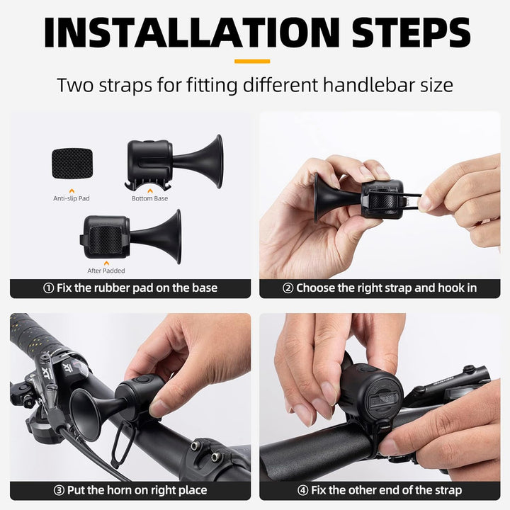 8590 Bicycle Air Horn Loud - 120db 1 Sound Mode Electronic Bicycle Bellsuper Electric Horn With Long Standby Button Battery Operatedipx4 Waterproof Loud Bell For Adults - Trendex