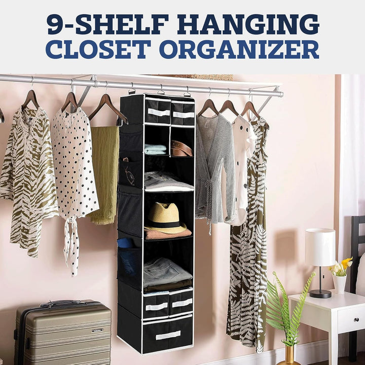 9 Shelf Hanging Closet Organizer With 5 Drawer Organizers - Trendex
