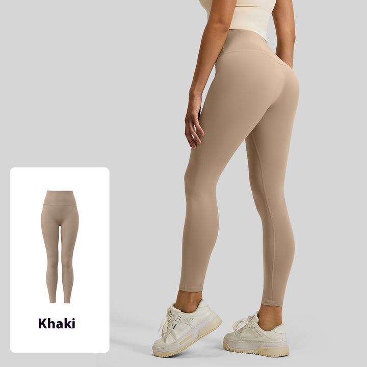 No Embarrassment Line Peach Hip Raise Yoga High Waist Belly Contracting Exercise Nude Feel Leggings - Trendex