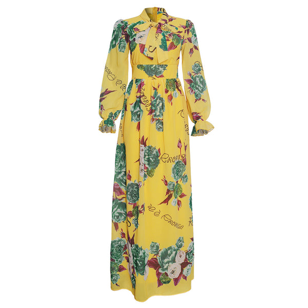 African Clothing Women's Chiffon Print Big Swing Dress Long Skirt - Trendex