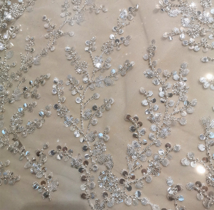 Crystal Sequin Embroidered Transparent Clothing Fabric - Trendex