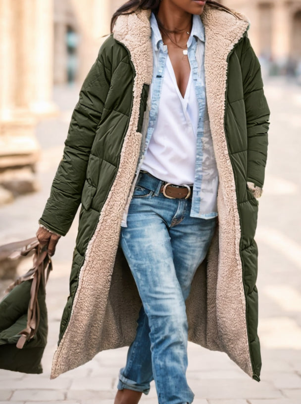 A Plain-colored Cotton-padded Jacket For Ladies - Trendex