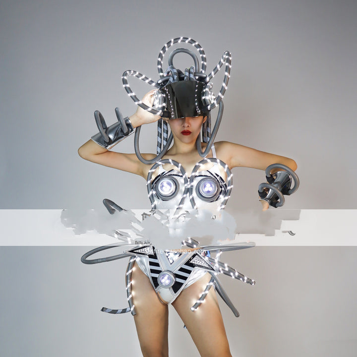 Cyberpunk Performance Suit Luminous Led Silver - Trendex