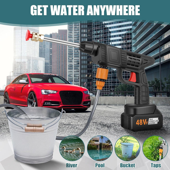 Double Battery 48v Rechargeable Electric Car Washer Gun (1 Set) - Trendex