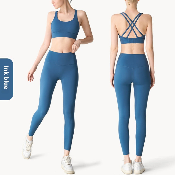 Cross Beauty Back Exercise Bra Peach Hip High Waist Yoga Clothes For Women - Trendex