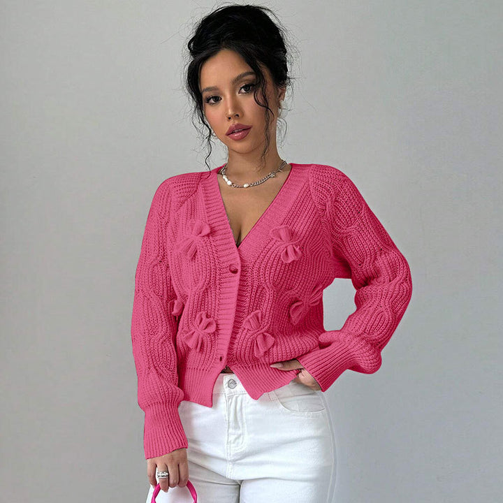 Women's Solid Color Long Sleeve Bowknot Knitwear Cardigan Coat - Trendex