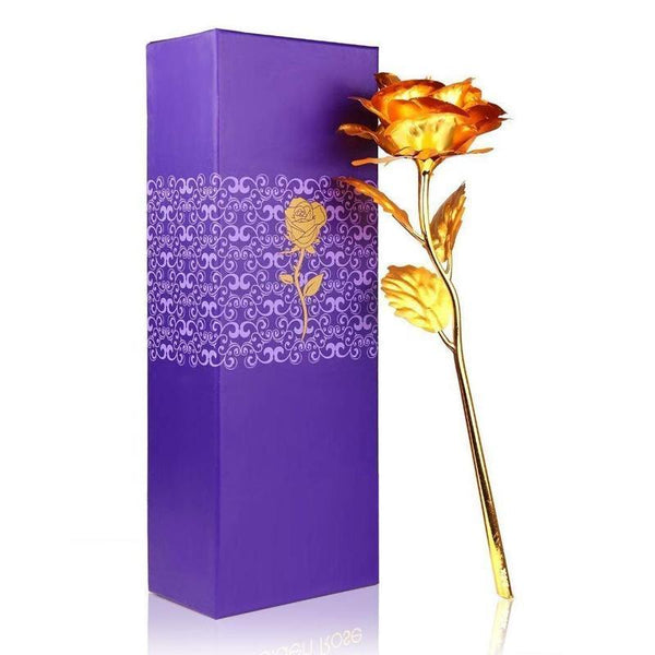 879 24k Artificial Golden Rosegold Red Rose With Gift Box (10 Inches) - Trendex