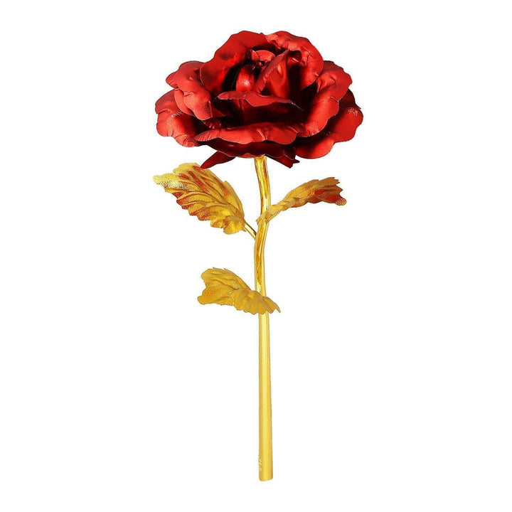 879 24k Artificial Golden Rosegold Red Rose With Gift Box (10 Inches) - Trendex
