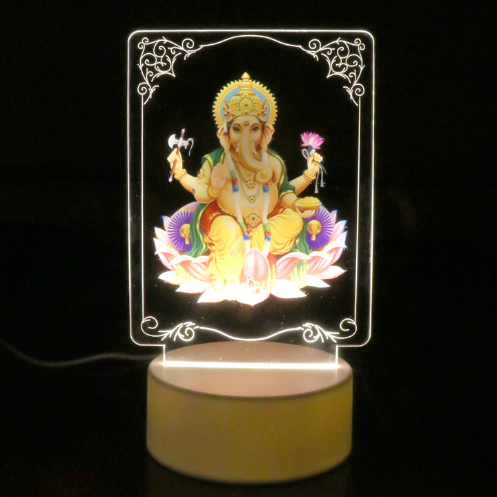 Beautiful 3d Lord Ganesh Frame With Soft White Light (1 Pc) - Trendex