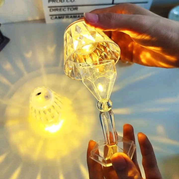 6610 2in1 Transparent Mini Crystal Table Lamp With Reflection Light - Trendex