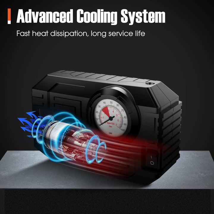 7586 Tire Inflator Portable Air Compressor 12v Small Air Pump For Car Tires Bicycle Balloons Cars Bike Bicycles And Other Inflatables With Led Light (12v) - Trendex