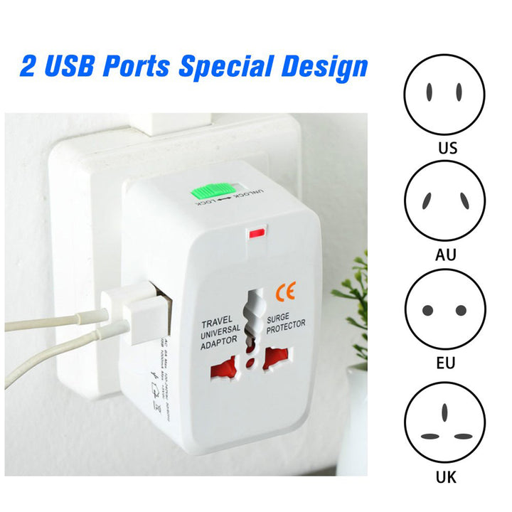12671 All-in-one Universal Worldwide Travelling Ac Adaptor Plug (Au  Uk  Us  Eu) International Power Charger Electric Usb Power Plug Socket Adapter Converter (1 Pc) - Trendex