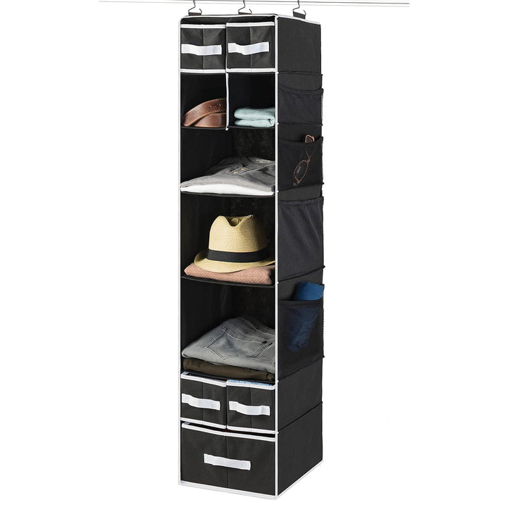 9 Shelf Hanging Closet Organizer With 5 Drawer Organizers - Trendex