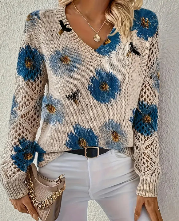 Printed Casual Cape Coat Cardigan Sweater - Trendex