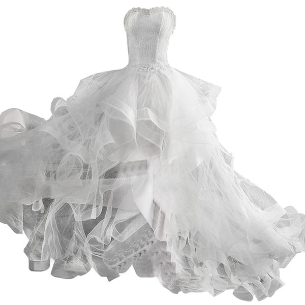 Short Front And Back Length Small Trailing Wedding Dress - Trendex