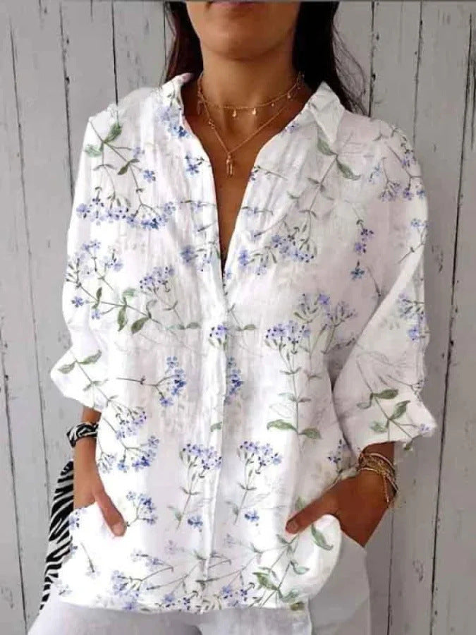 Women's Creative Fashion 3D Printing Lapel Casual Shirt - Trendex