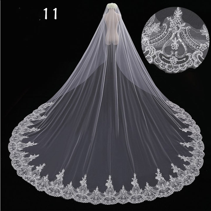 Bridal Wedding Dress Long Tail Luxury Super Fairy Wedding Veil - Trendex
