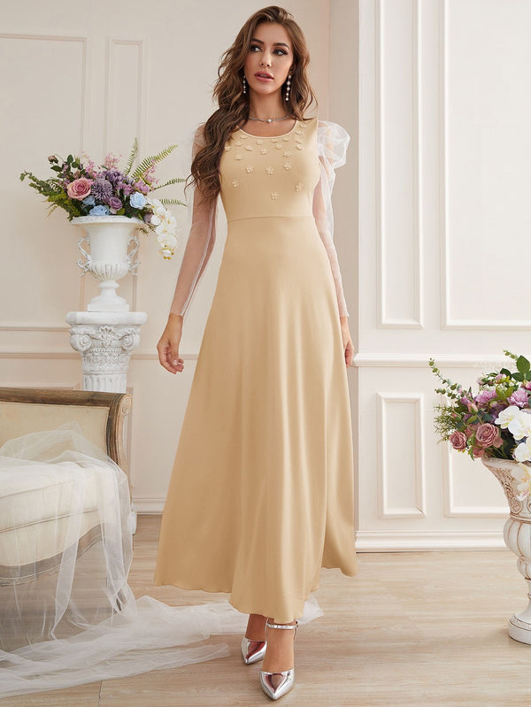 Fashion Elegant Mesh Sleeves Women's Dress - Trendex