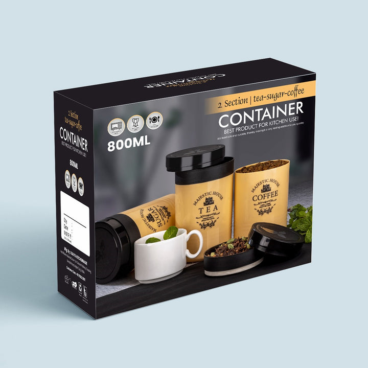 5766 Accurate Seal Tea Sugar Coffee Container - 3 Pcs Plastic Damru Shaped Tea Coffee Sugar Canisters Jar New Airtight Food Seal Containers For Salt Dry Fruit Grocery Multicolor (3 Pcs Set) - Trendex