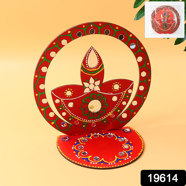Handcrafted Wooden Decorative Diya Stand (1 Pc) - Trendex