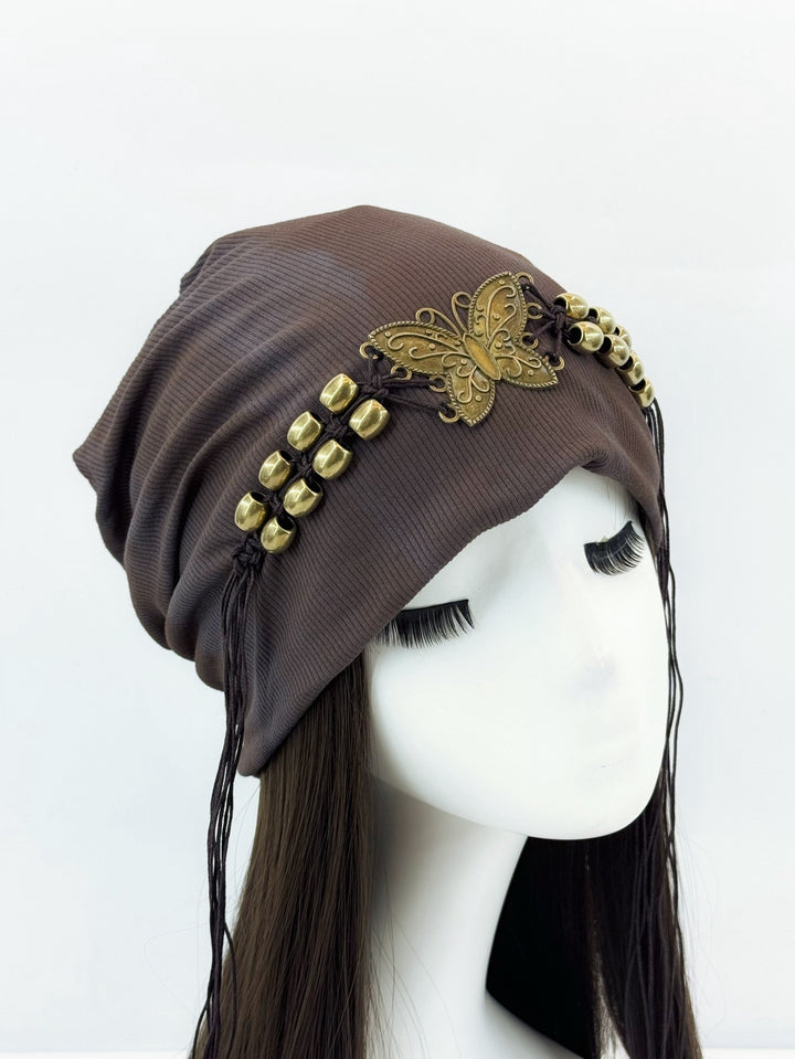 Hat Tie-dyed Tassel Beaded Beanie Hat - Trendex
