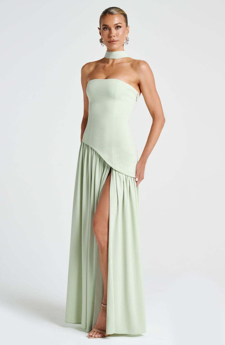 Fashion Sexy Backless Tube Top Pure Color Split Dress - Trendex