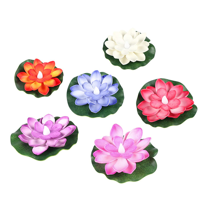 6556 Water Floating Smokeless Candles  Lotus Flowers Sensor Led Tealight For Outdoor And Indoor Decoration - Pack Of 6 Candle Candle (Pack Of 6) - Trendex