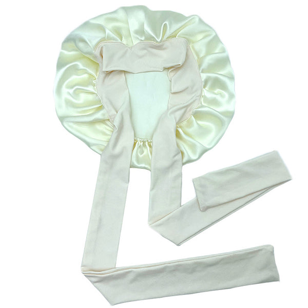 Simple Wide Ribbon Adjustable Silk Nightcap - Trendex