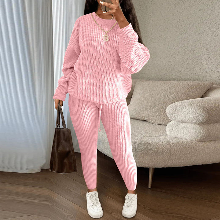 Women's Fashionable Knitted Wool Trousers Suit - Trendex