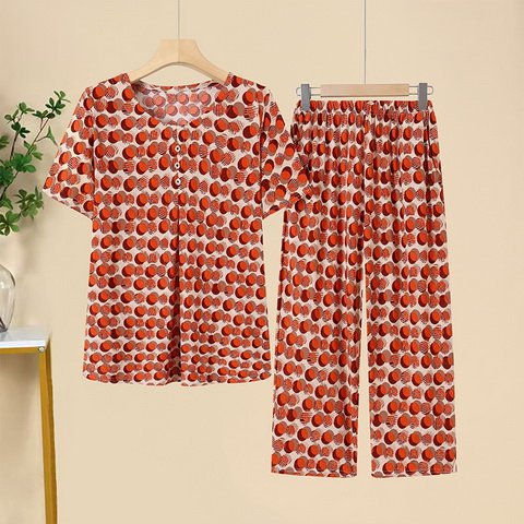 Middle-aged And Elderly Ice Silk Short Sleeve Suit - Trendex