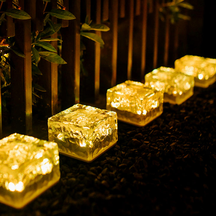 8557solar Ice Cube Shaped Garden Light Ice Cube Shaped Garden Warm Light Outdoor Solar Garden Decorative Lights For Walkway Pathway Backyard Christmas Decoration Parties - Trendex