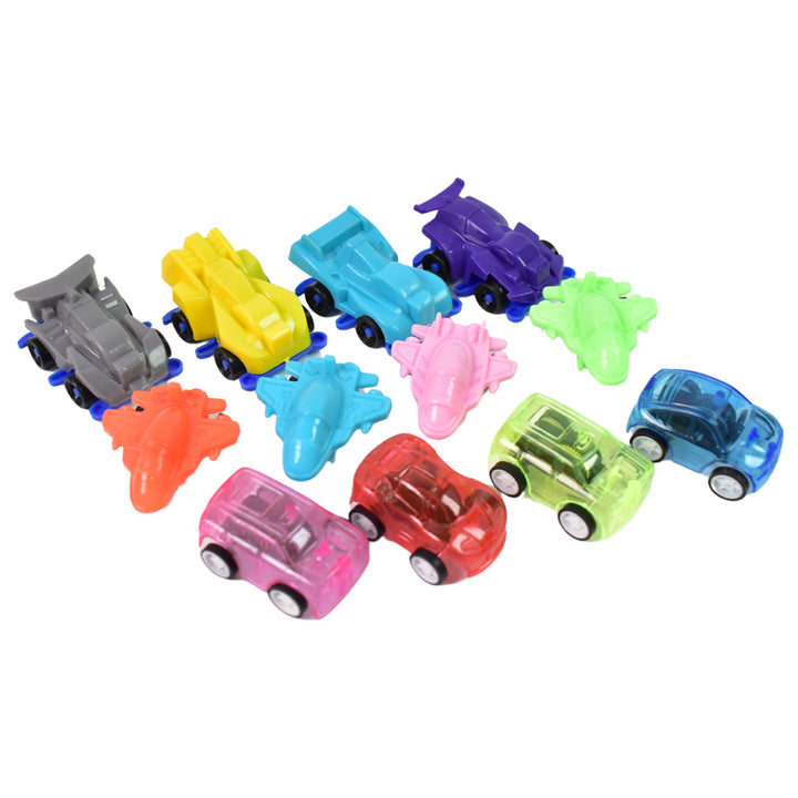Mini Pull Back Car  Aeroplane Plastic Pull Back Car Cartoon Toys (12 Pcs Set) - Trendex