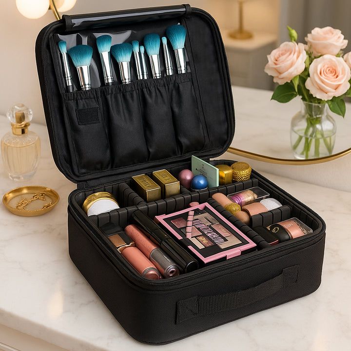Black Premium Led Light Makeup Organizer Box (1 Pc) - Trendex