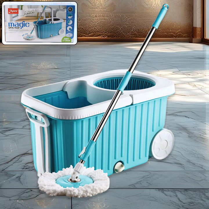 Apex Magic 360 Spin Mop Cleaning System With Stainless Steel Spinner - Trendex