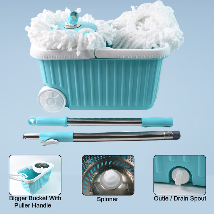 Apex Magic 360 Spin Mop Cleaning System With Stainless Steel Spinner - Trendex