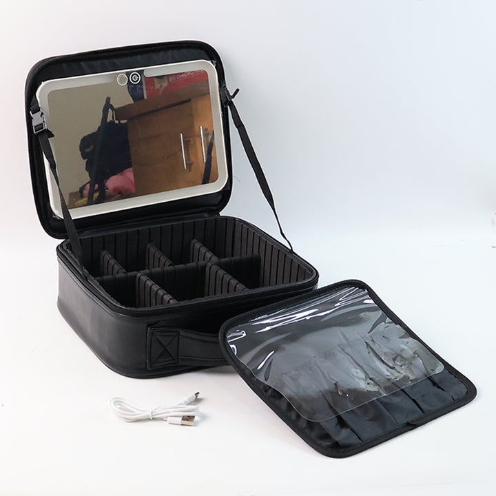 Black Premium Led Light Makeup Organizer Box (1 Pc) - Trendex