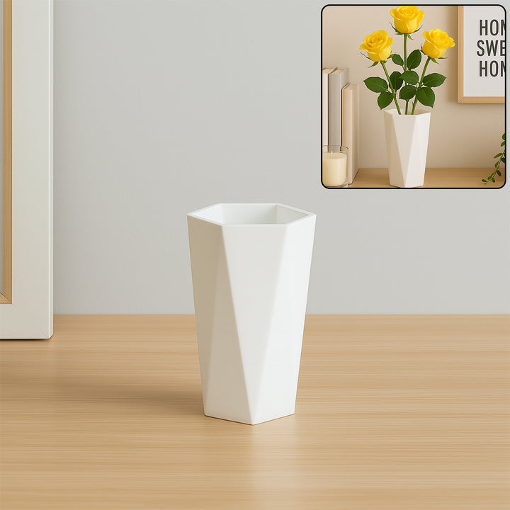 Modern Geometric Hexagon Plastic Flower Vase (1 Pc) - Trendex
