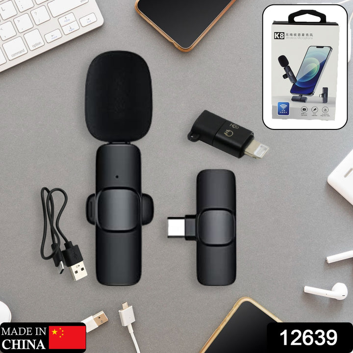 12639 Intelligent Noise Cancelling Live Streaming Clip On Microphone For Type-c  For Iphone With Charging Mini Wireless Lapel Collar Microphone - Trendex