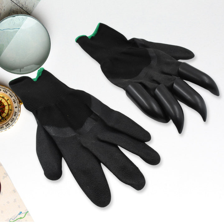 Garden Farming Gloves With Hand Fingertips  Plastic Claws (1 Pair) - Trendex