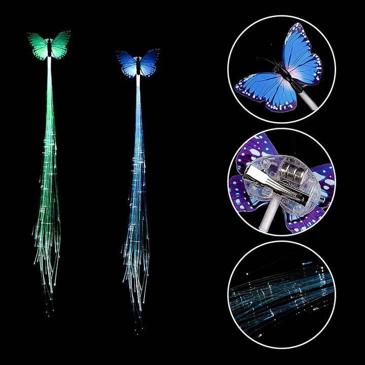 Led Butterfly Hair Braid Clip (Mix Color 1 Pc) - Trendex