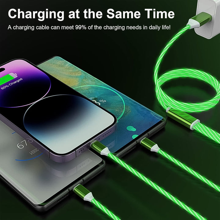 3 In 1 Charging Cable Light Up Fast Charger Multi Charging Cable (1 Pc) - Trendex