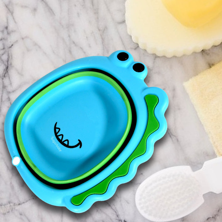 17513 Frog Shape Wash Basin Space Saving Multi Function Foldable Baby Wash Basin Easy Clean Lightweight Thicken For Washing Face For Home (3331cm  1 Pc) - Trendex