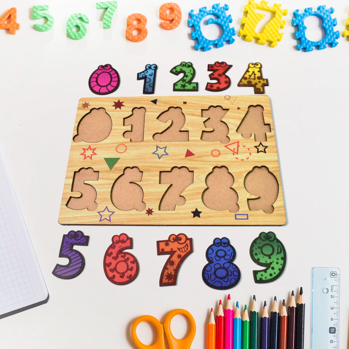 Wooden Number Puzzle Learning Educational Board (1 Set  2820 Cm) - Trendex